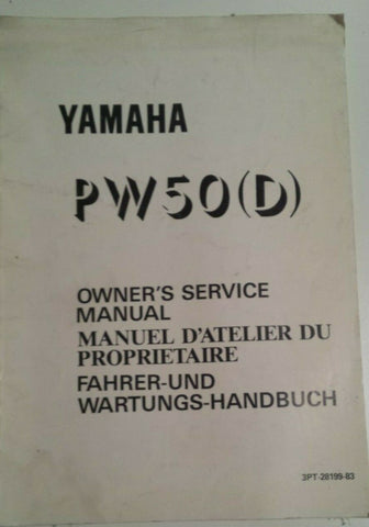 1992 PW 50 D Y-ZINGER OWNERS SERVICE MANUAL OEM YAMAHA