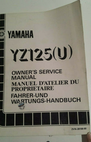 1988 YZ 125U SERVICE MANUAL OEM YAMAHA 2VN-28199-80